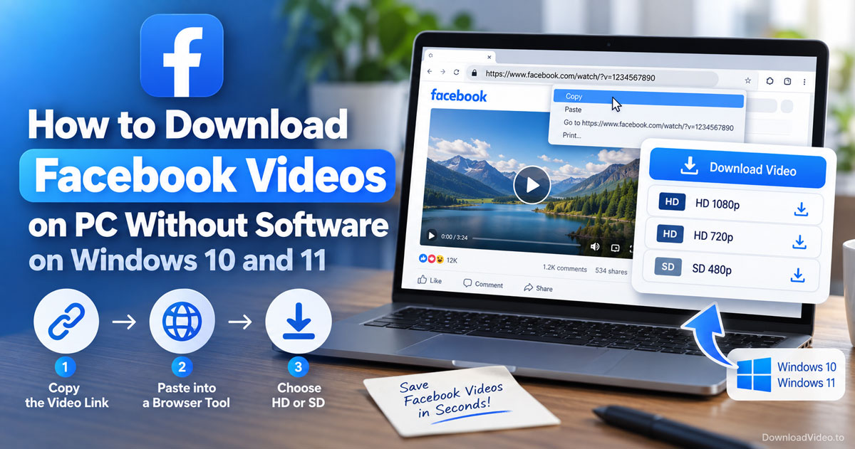 How to download Facebook videos on PC without software on Windows 10 and 11